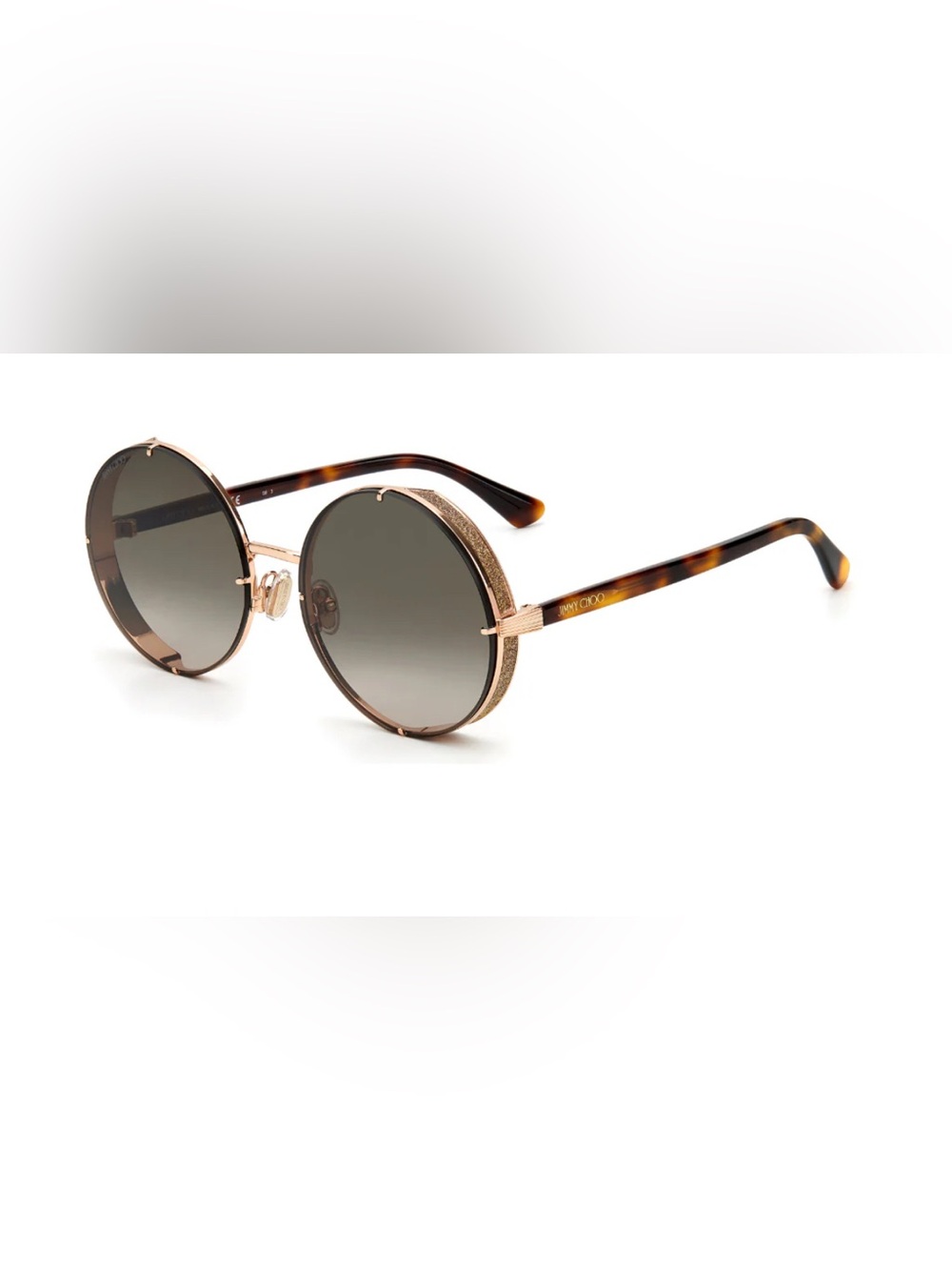 Jimmy Choo Rose Gold Glitter Round Sunglasses -  Lilo- Havana